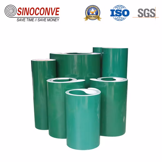 Correia transportadora de PVC de superfície áspera industrial verde de 4,0 mm de alta qualidade